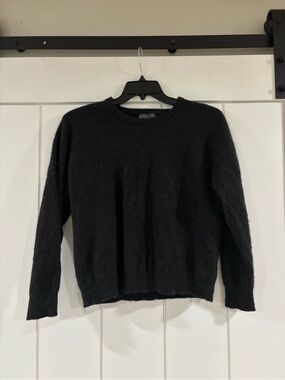 Vintage Land’s End Shrunken Cashmere Pullover Sweater in Dark Grey Size M